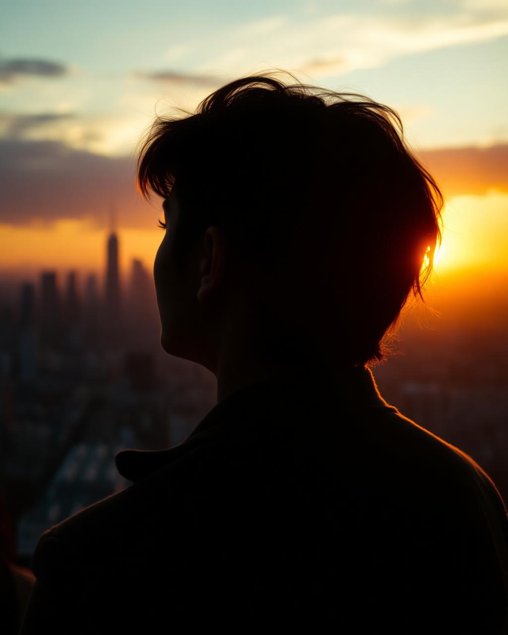 A resident looking out toward the Los Angeles horizon at sunset